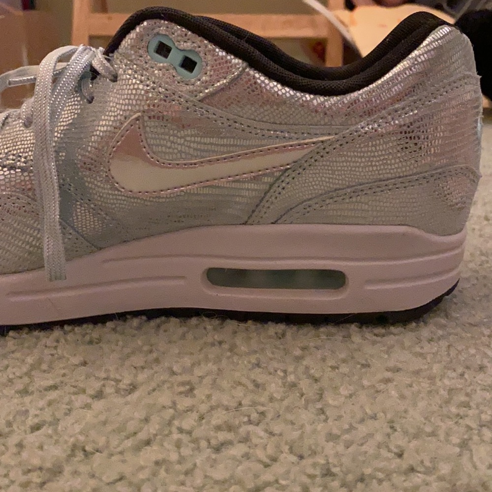 Blue and silvermetallic snake skin Nike air forces